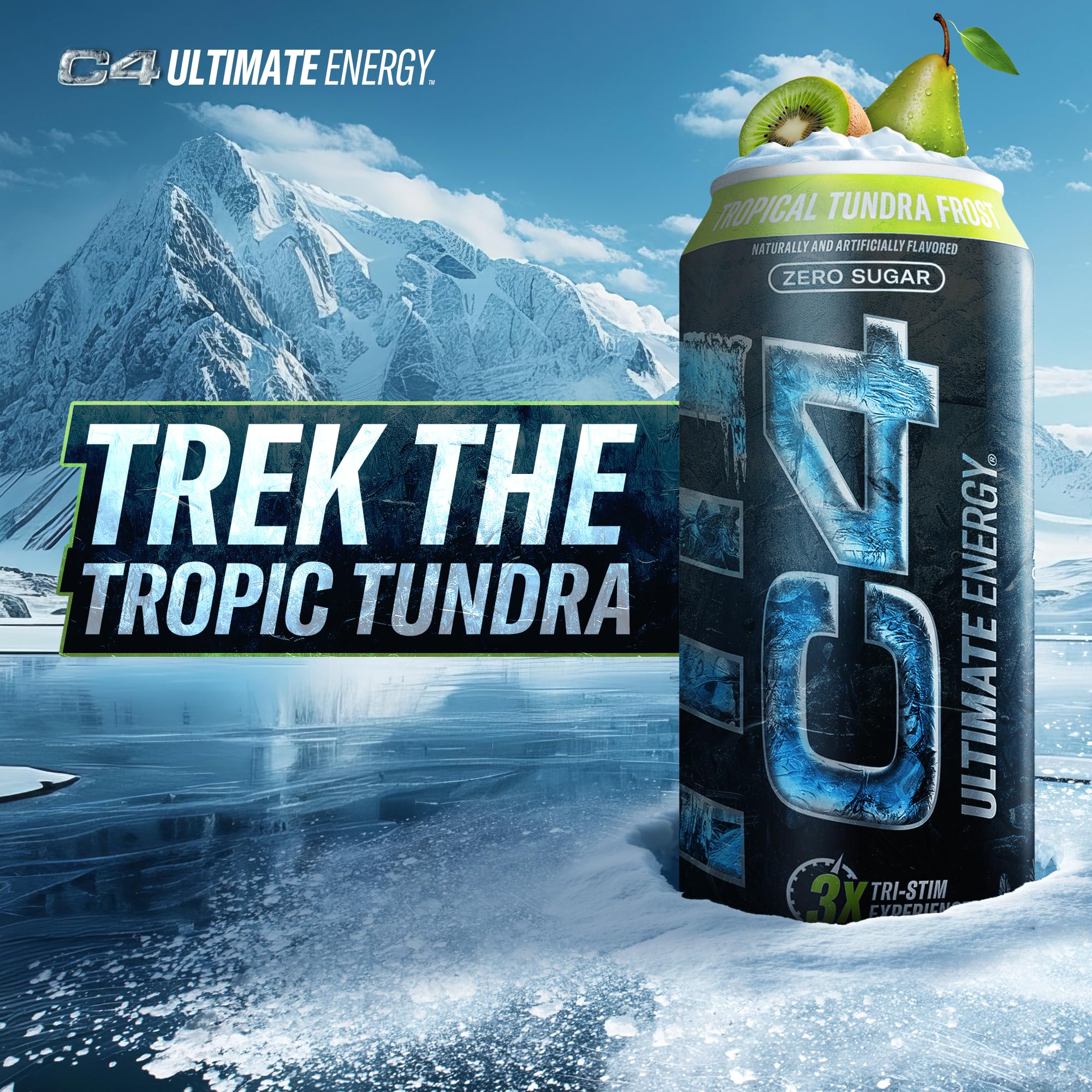 C4 Ultimate Frost TeaCrine and Dynamine ingredients on label for sustained energy