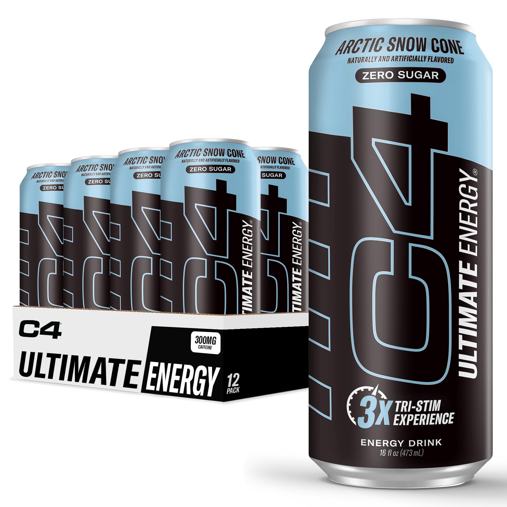C4 Ultimate sugar-free energy can featuring Arctic Snow Cone flavor.