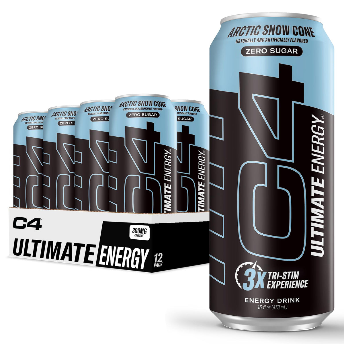 C4 Ultimate sugar-free energy can featuring Arctic Snow Cone flavor.
