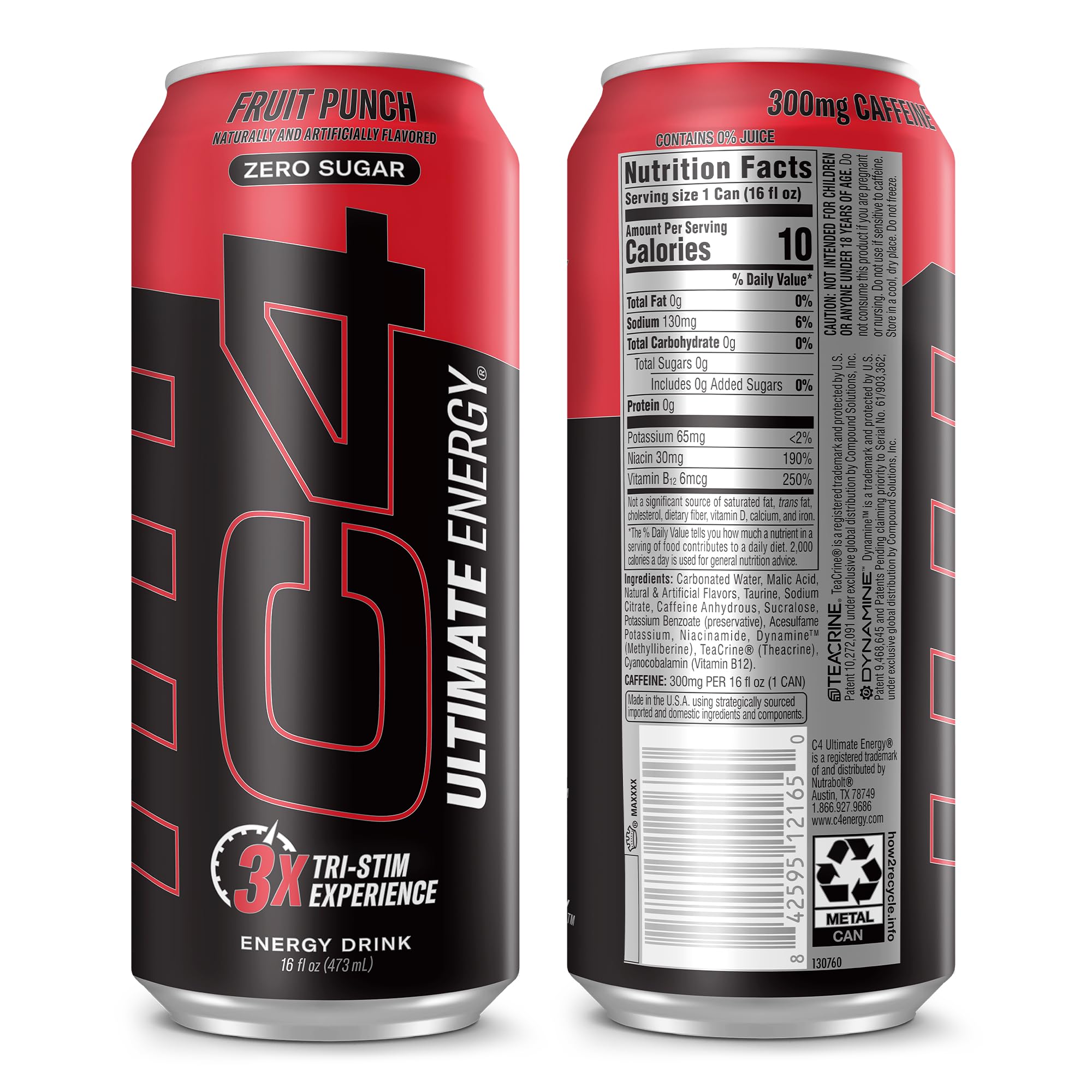 C4 Ultimate Sugar Free Energy Drink fruit punch flavor art highlighting vibrant color and refreshing taste.