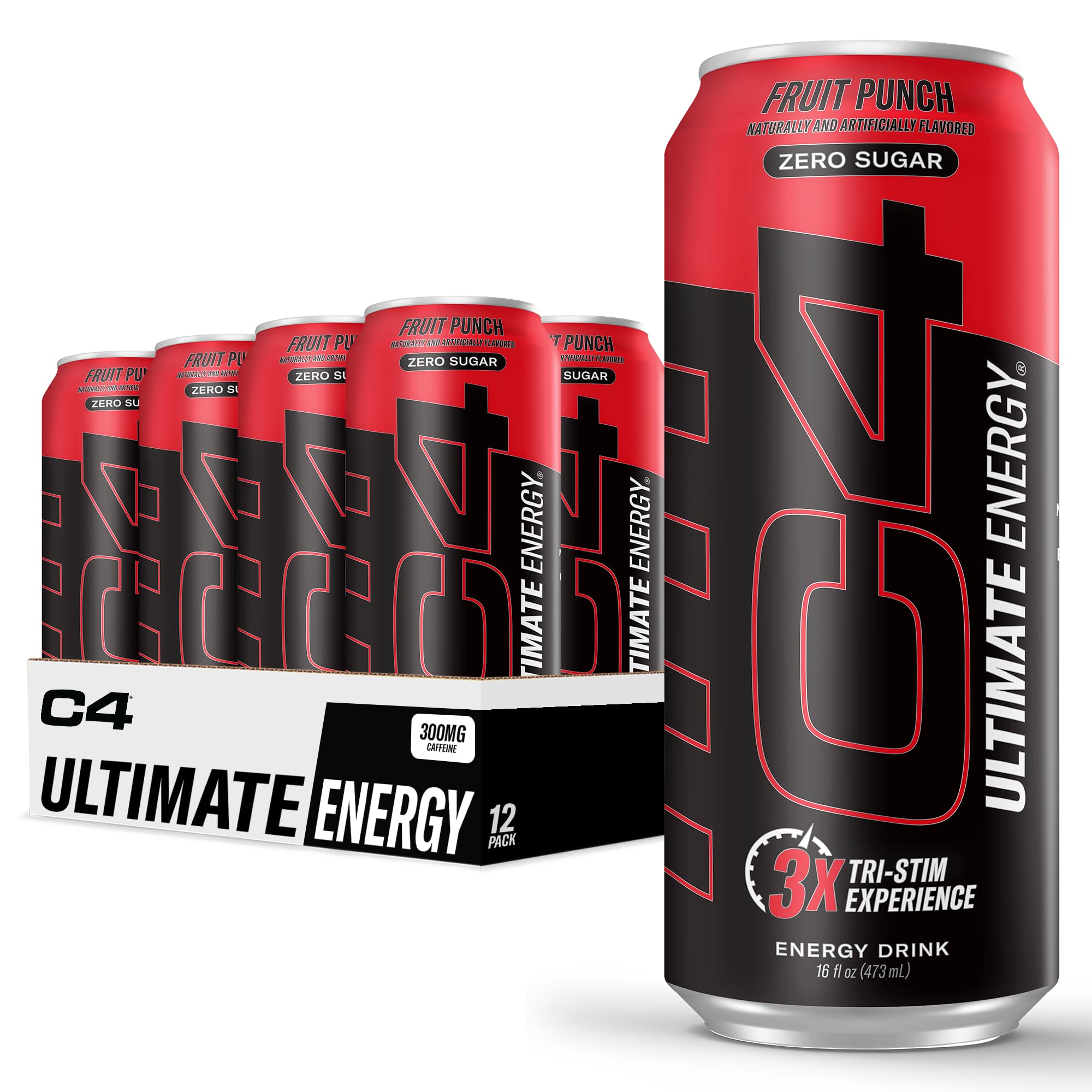 C4 Ultimate Sugar Free Energy Drink can front view with zero-sugar formula for clean energy.