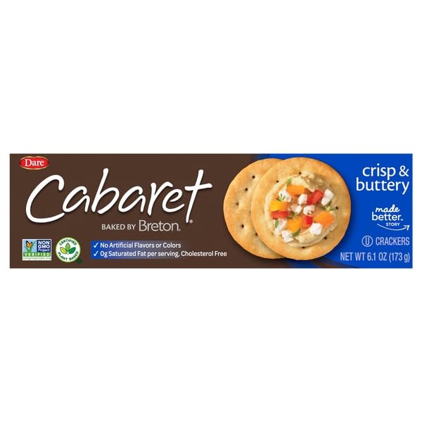 Cabaret Crisp and Buttery Crackers close-up, ideal for snacking or cheese pairings.