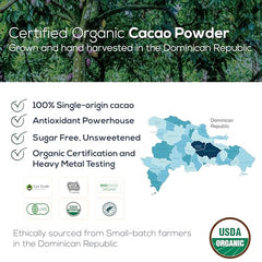 Close-up of raw cacao powder texture ready for recipes.