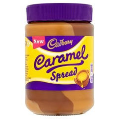 Cadbury Caramel Spread jar front view, velvety chocolate caramel, perfect on toast.