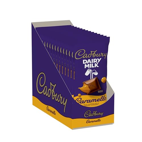 Cadbury Caramello bar individually wrapped, preserving freshness for vending or lunches.