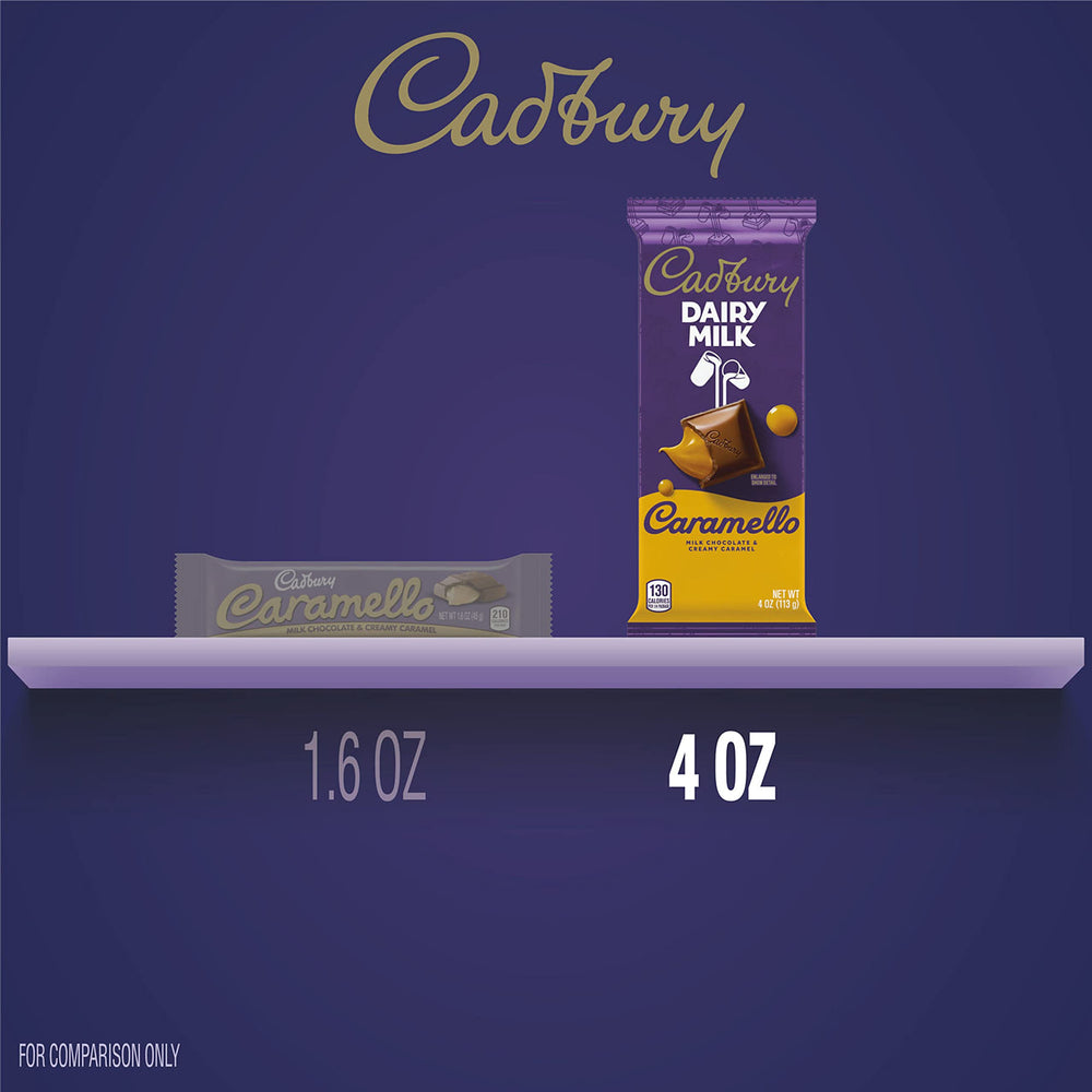 Cadbury Caramello bars stacked for vending or concession stands.