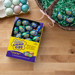 Cadbury Creme Egg individually wrapped for lasting freshness during celebrations.