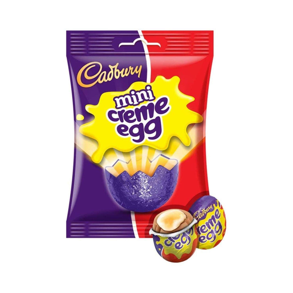 Cadbury Creme Egg Minis close-up of gooey fondant center for indulgent snacking.