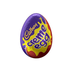 Cadbury Creme Egg Minis cross-section shows creamy fondant inside.