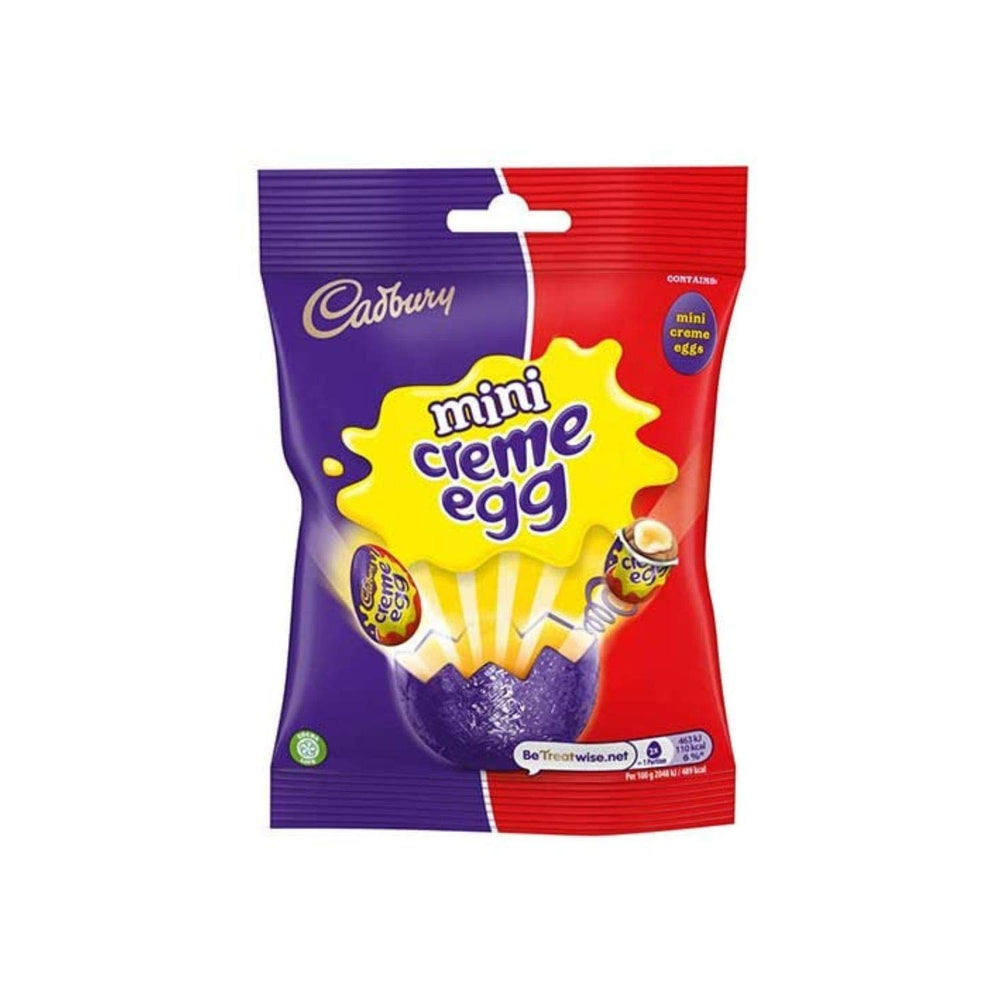 Cadbury Creme Egg Minis 78g pack front, ideal for sharing at Easter.