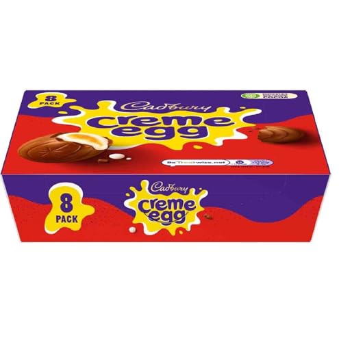 Cadbury Creme Eggs cross-section shows creme center and chocolate exterior.