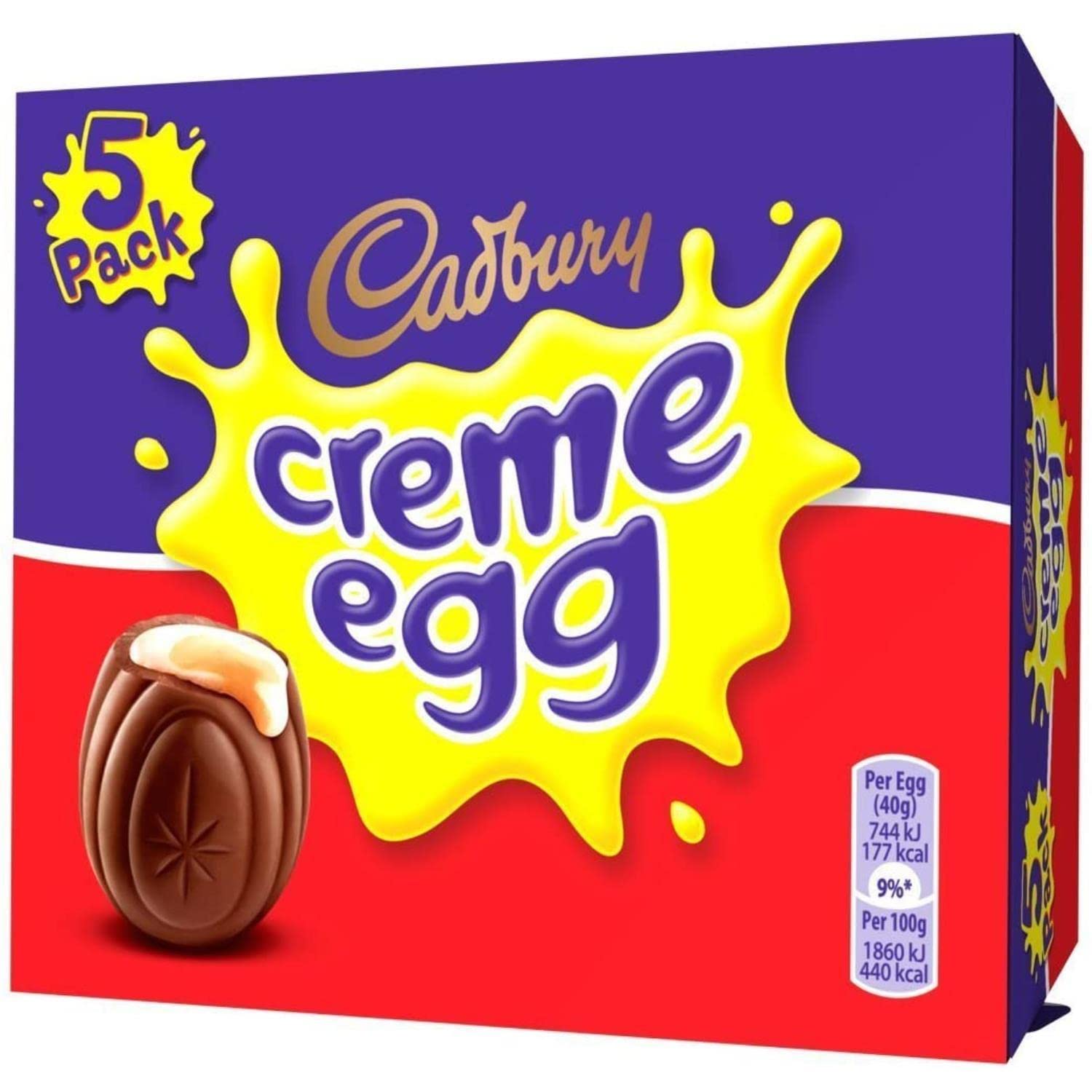 Cadbury Creme Eggs five-pack display, convenient 200g package for sharing.