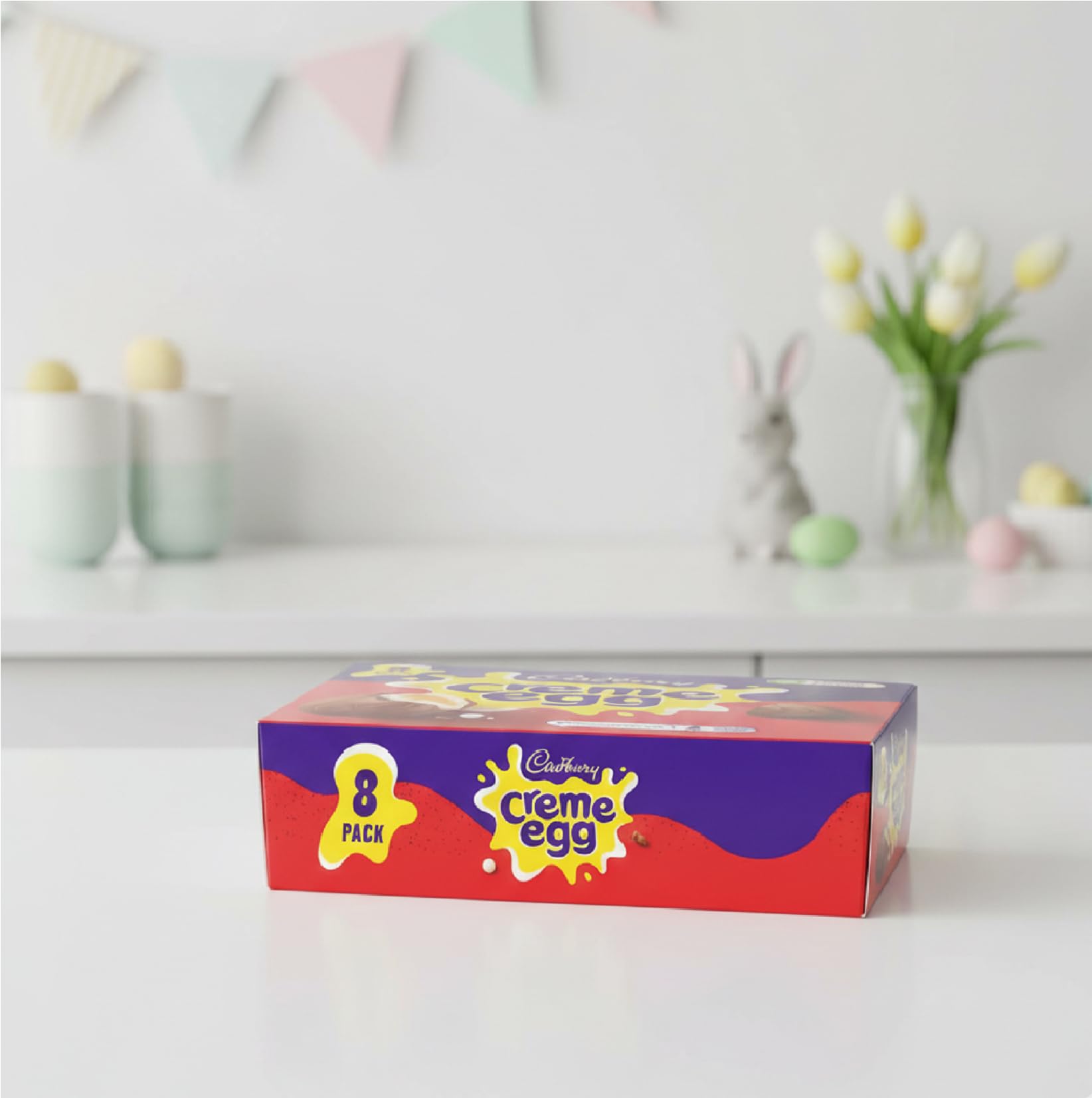 Cadbury Creme Eggs in festive setting for holiday sharing.
