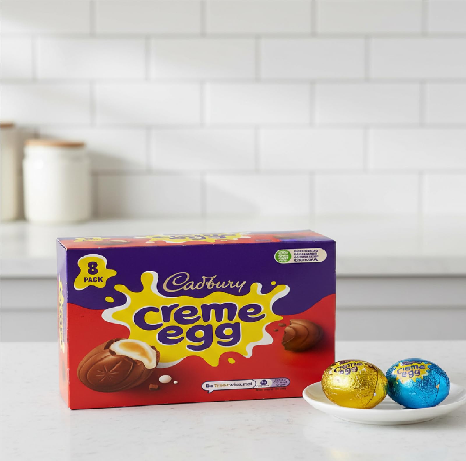 Cadbury Creme Eggs on shelf display appealing chocolate gift option.