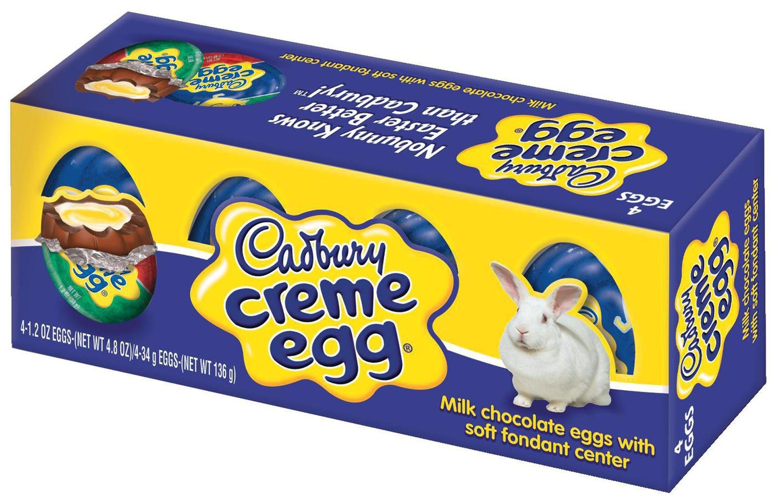 Cadbury Creme Eggs 4-pack with 1.2-ounce portions, ideal for gifting or sharing at celebrations.