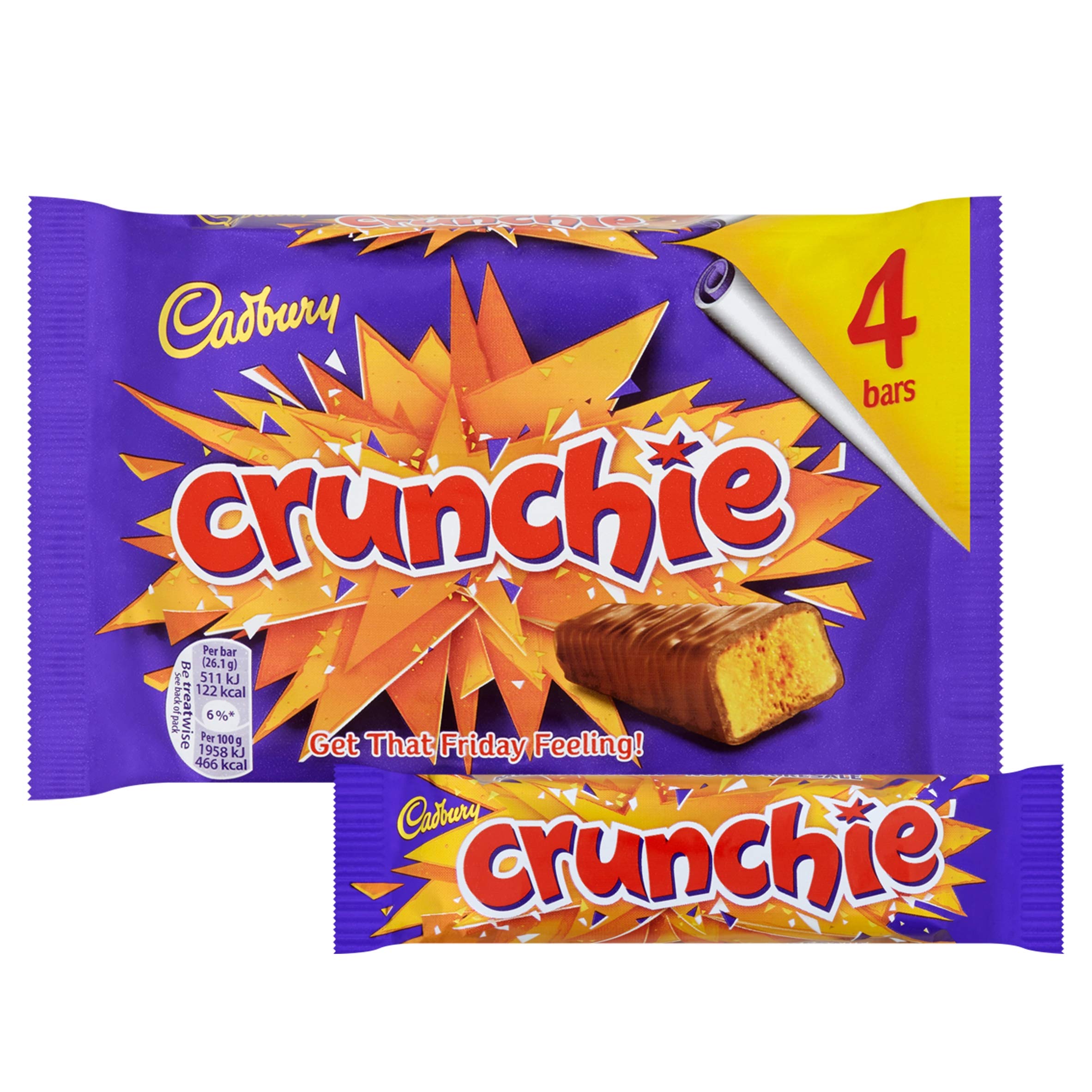 Cadbury Crunchie honeycomb centre with smooth milk chocolate for a crunchy, delicious bite.