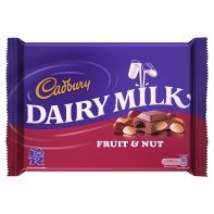 Cadbury Dairy Milk Fruit & Nut 120g bar, rich chocolate with fruit and nuts