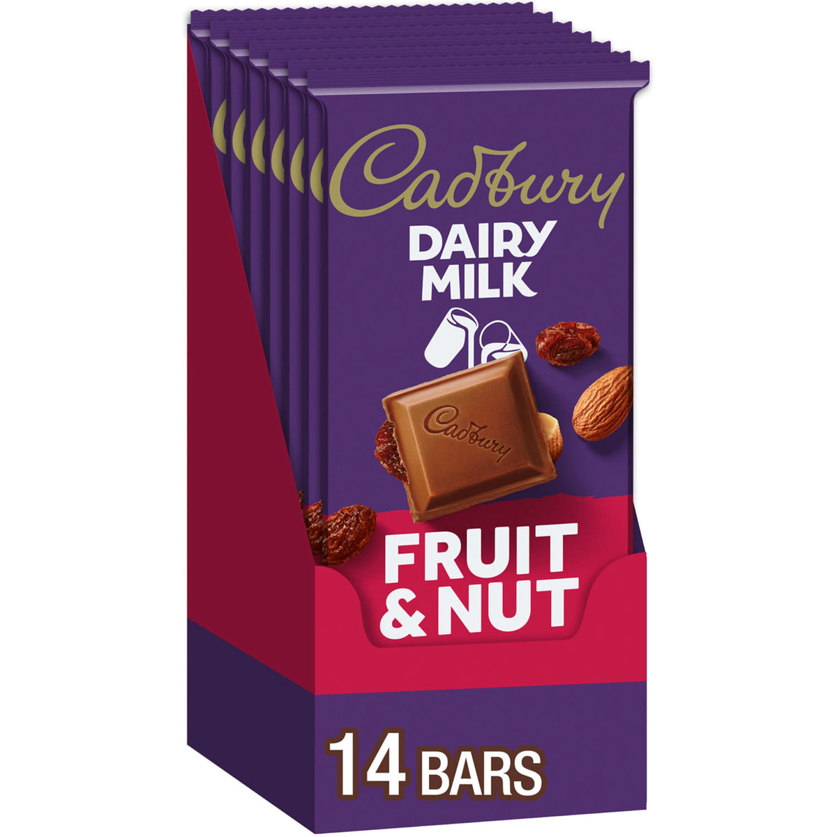 Cadbury Dairy Milk Fruit & Nut bar with raisins and almonds for a quick treat