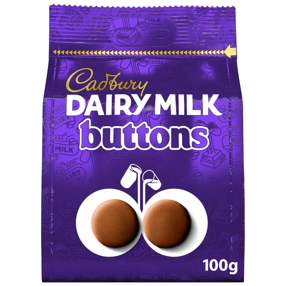 Cadbury Dairy Milk Giant Buttons bag showing melt-in-your-mouth chocolate, ideal for sharing.