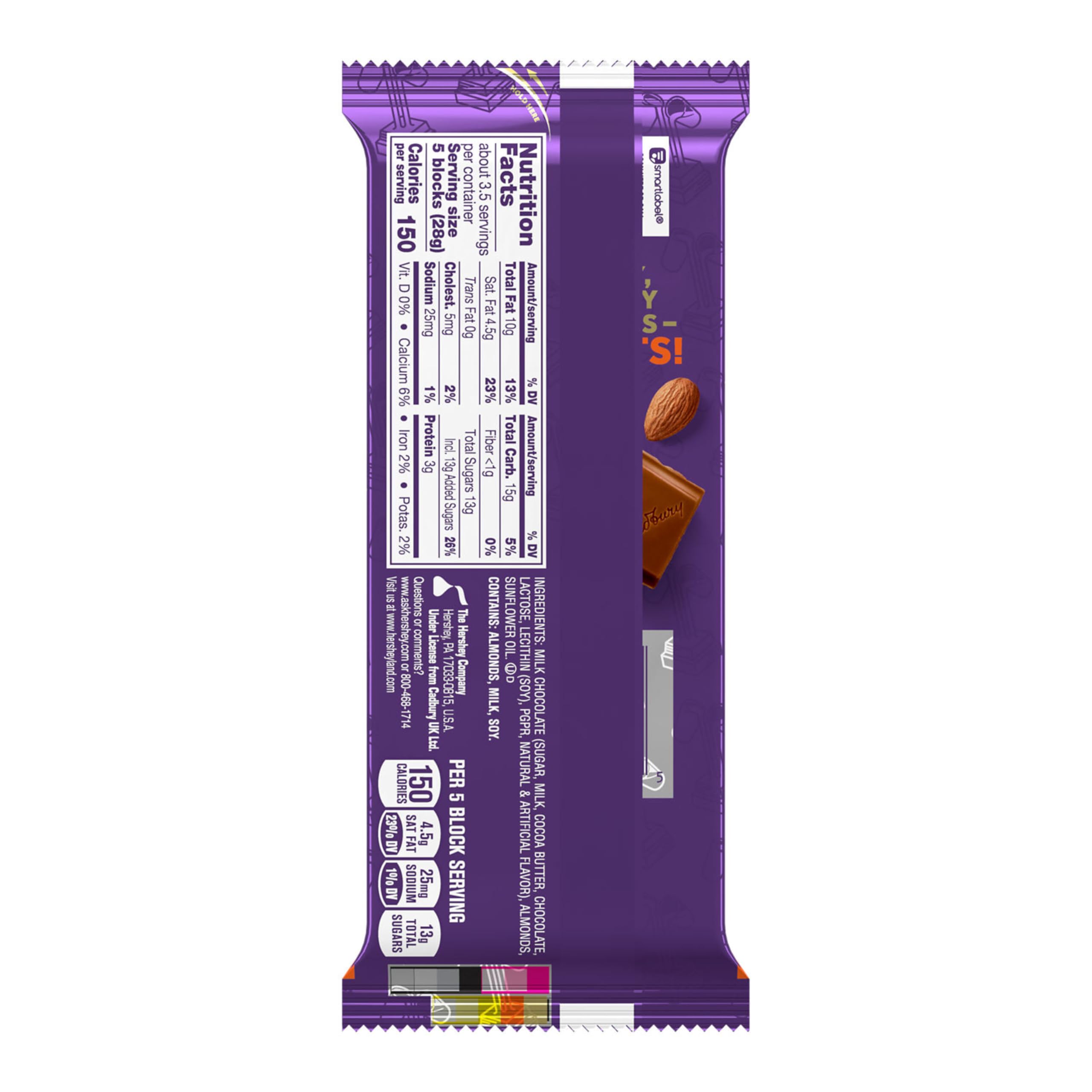 Cadbury Dairy Milk Roast Almond Bars closeup emphasizing roasted almonds and smooth chocolate.