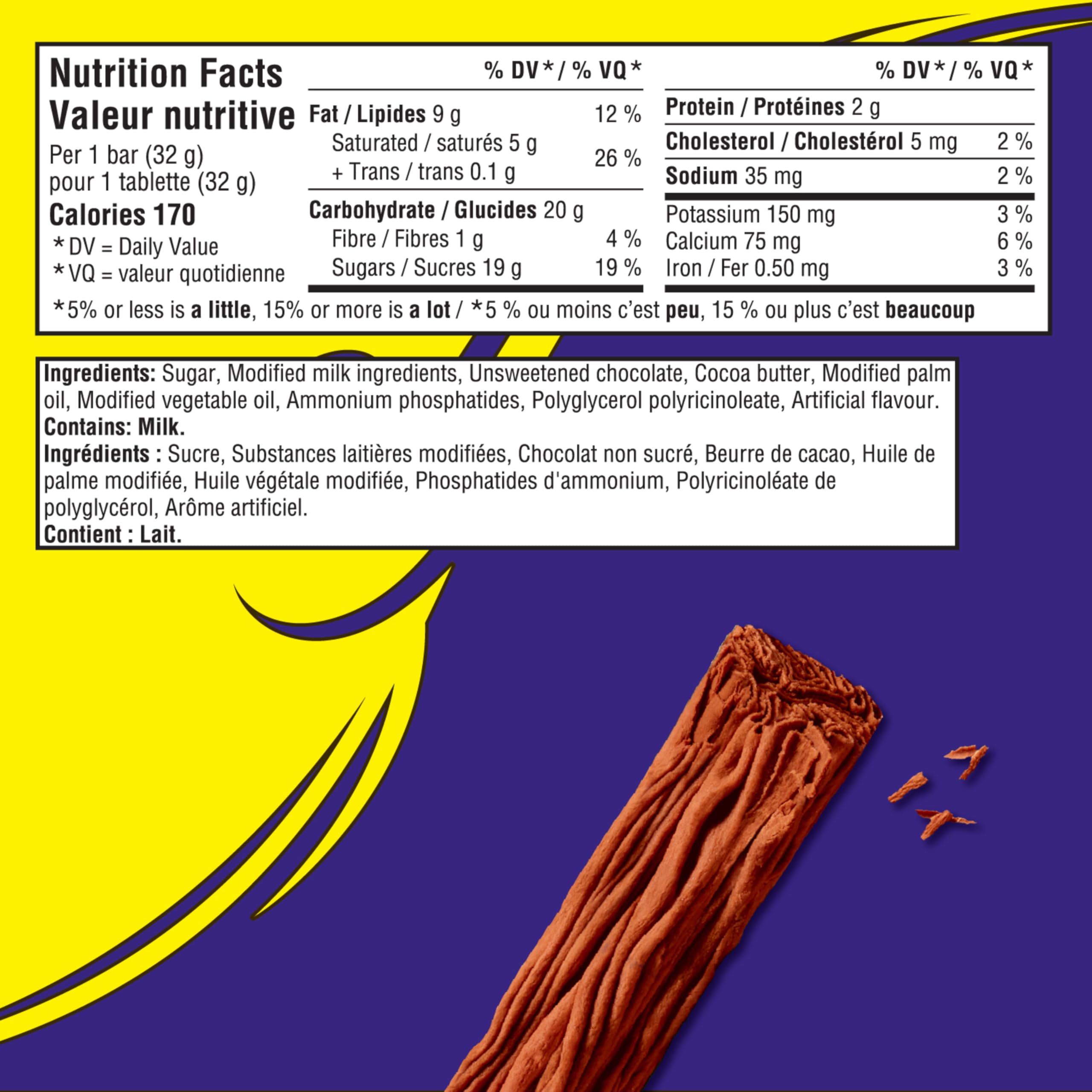 Close-up of Cadbury Flake Bar unwrapped, crumbly texture for an indulgent bite.