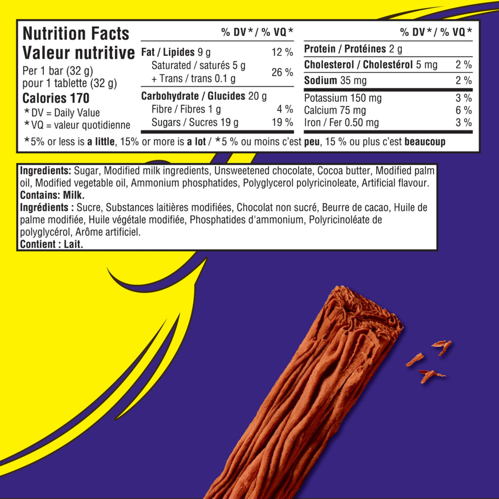 Close-up of Cadbury Flake Bar unwrapped, crumbly texture for an indulgent bite.