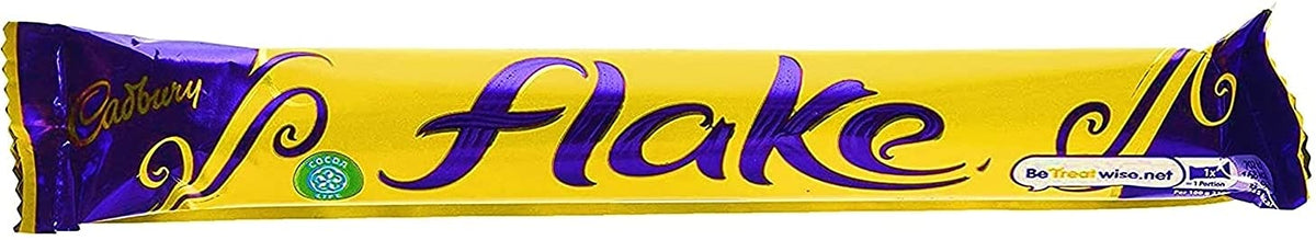 Cadbury Flake bars packaging on display, ideal for a quick indulgent snack.
