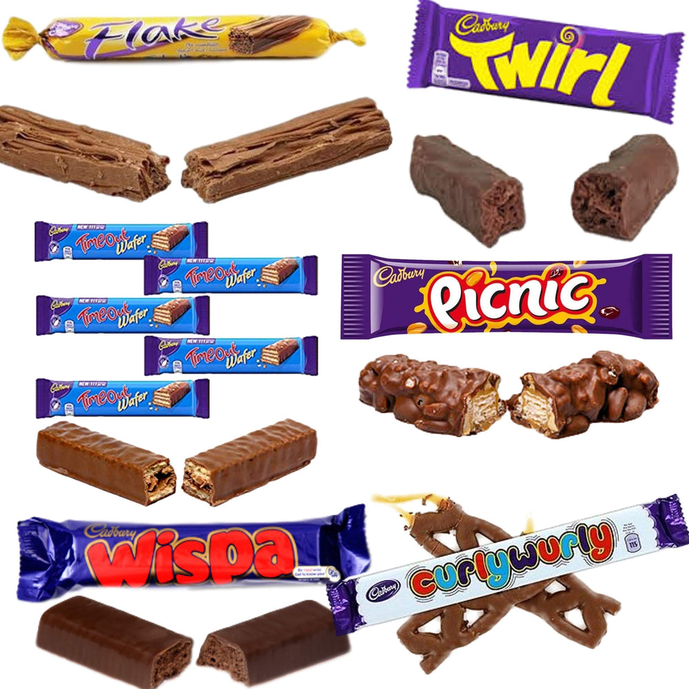 Cadbury Gift Box packaging close-up highlighting UK import status and vegetarian option
