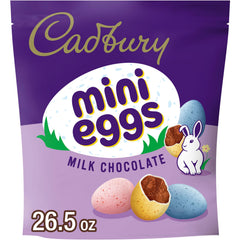 Cadbury Mini Eggs milk chocolate with crisp shells in a bag, perfect for Easter gifting.