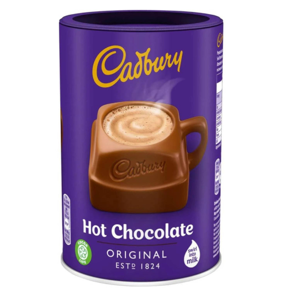 Cadbury Original Drinking Chocolate steaming cup evokes warm aroma and silky texture