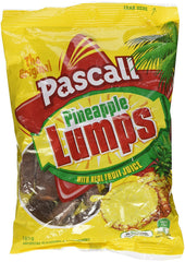 Cadbury Pascall Pineapple Lumps 185g bag, pineapple-chocolate treat with real fruit juice for snacking.