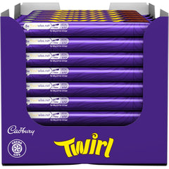 Cadbury Twirl bar displayed with party snacks for celebrations.