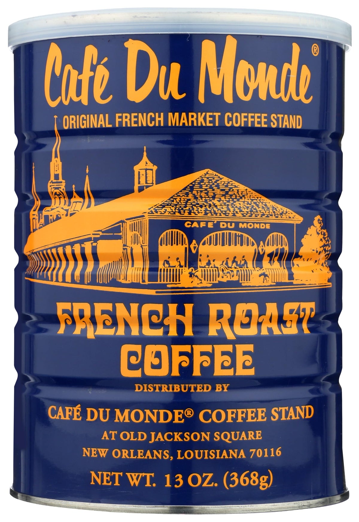 Cafe Du Monde French Roast packaging highlights bold flavor for daily mornings.
