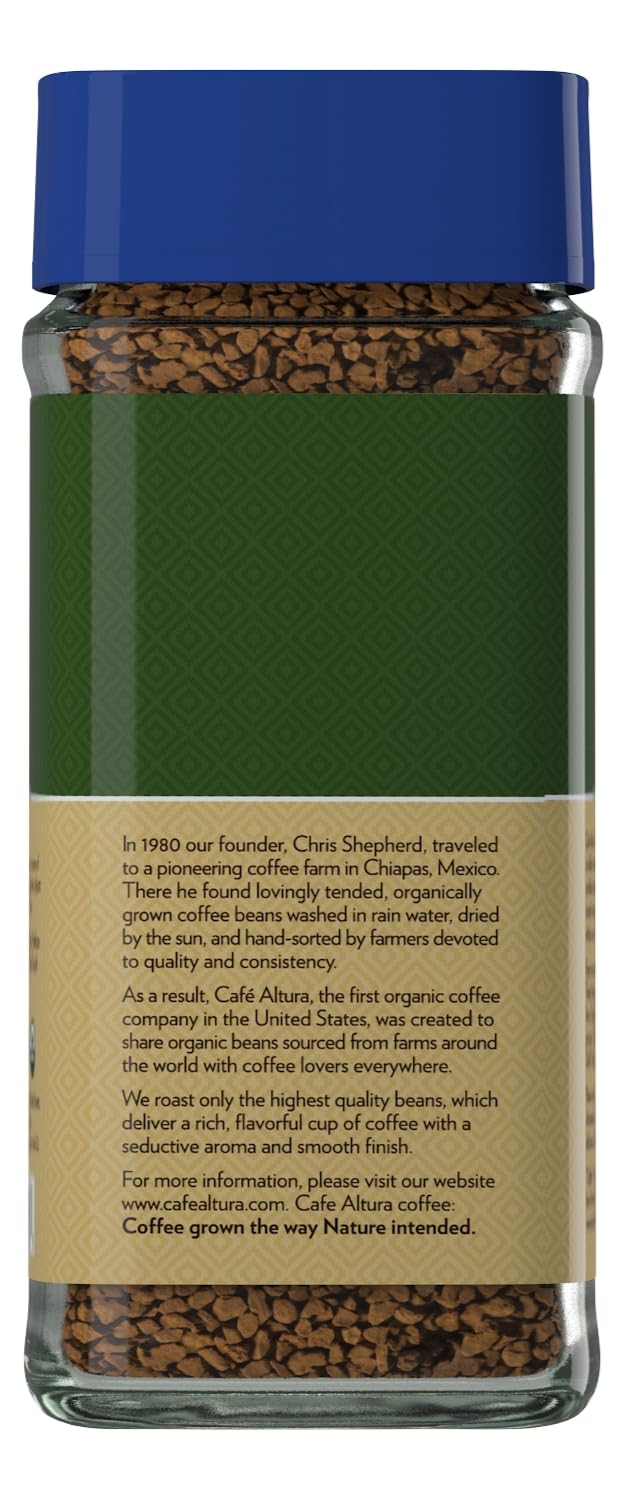 Cafe Altura BPA-free glass jar packaging promoting sustainability and freshness.
