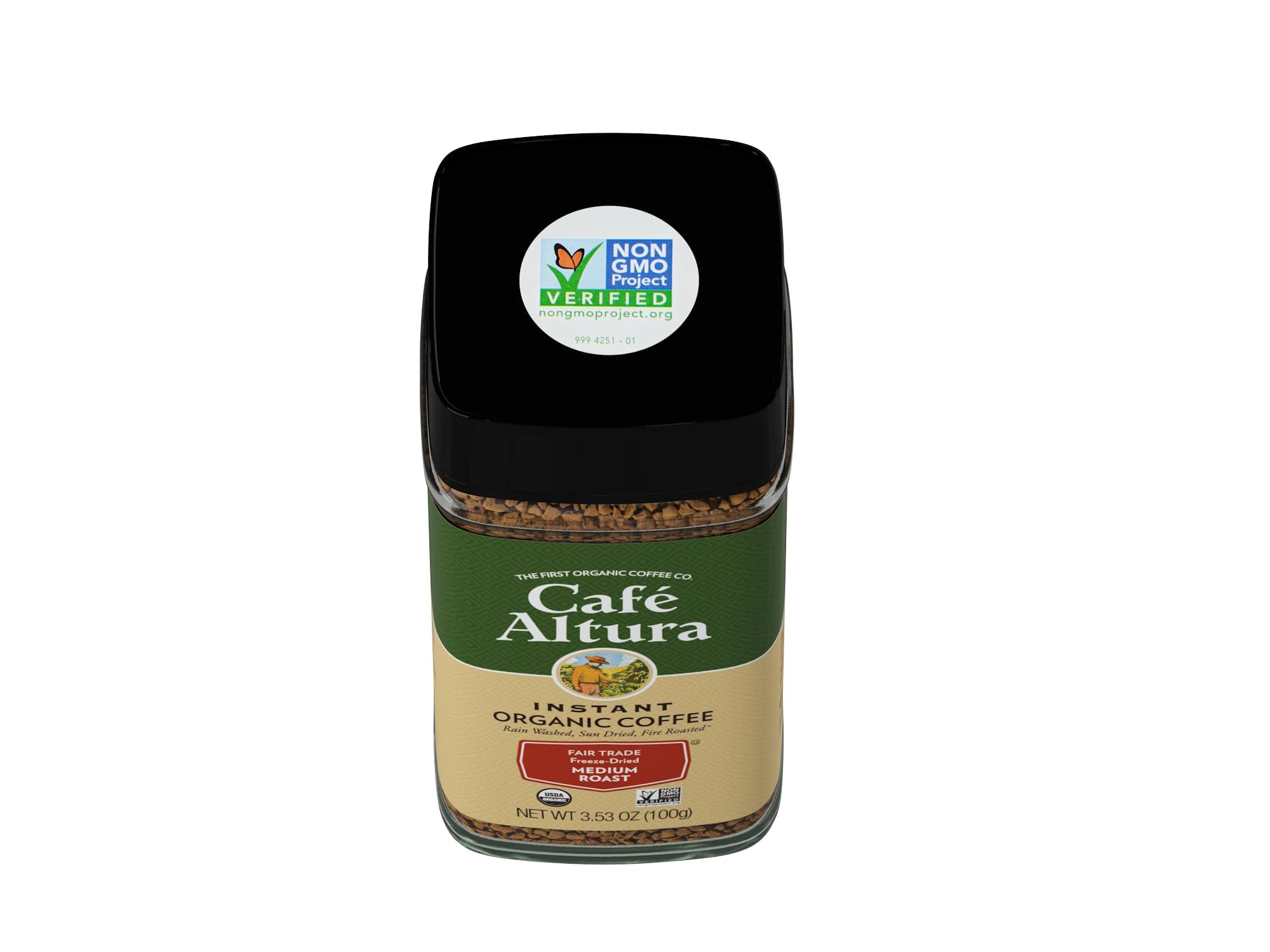 Recyclable BPA-free jar on countertop, eco-friendly packaging.