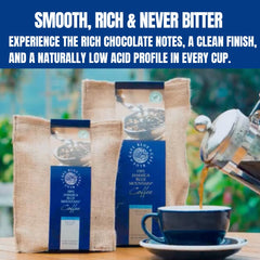 Cafe Blue premium arabica beans for a smooth, sweet aftertaste.