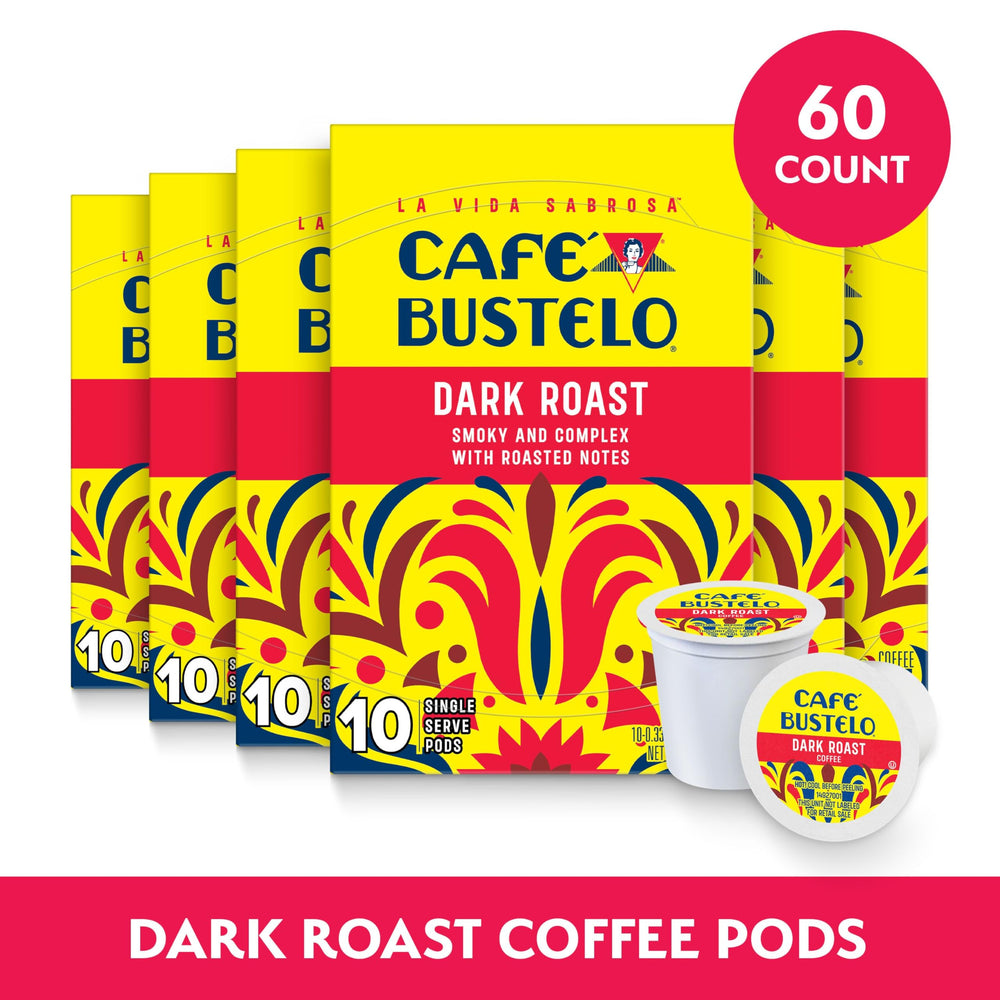 Cafe Bustelo 60-count pod pack for easy weekly brewing