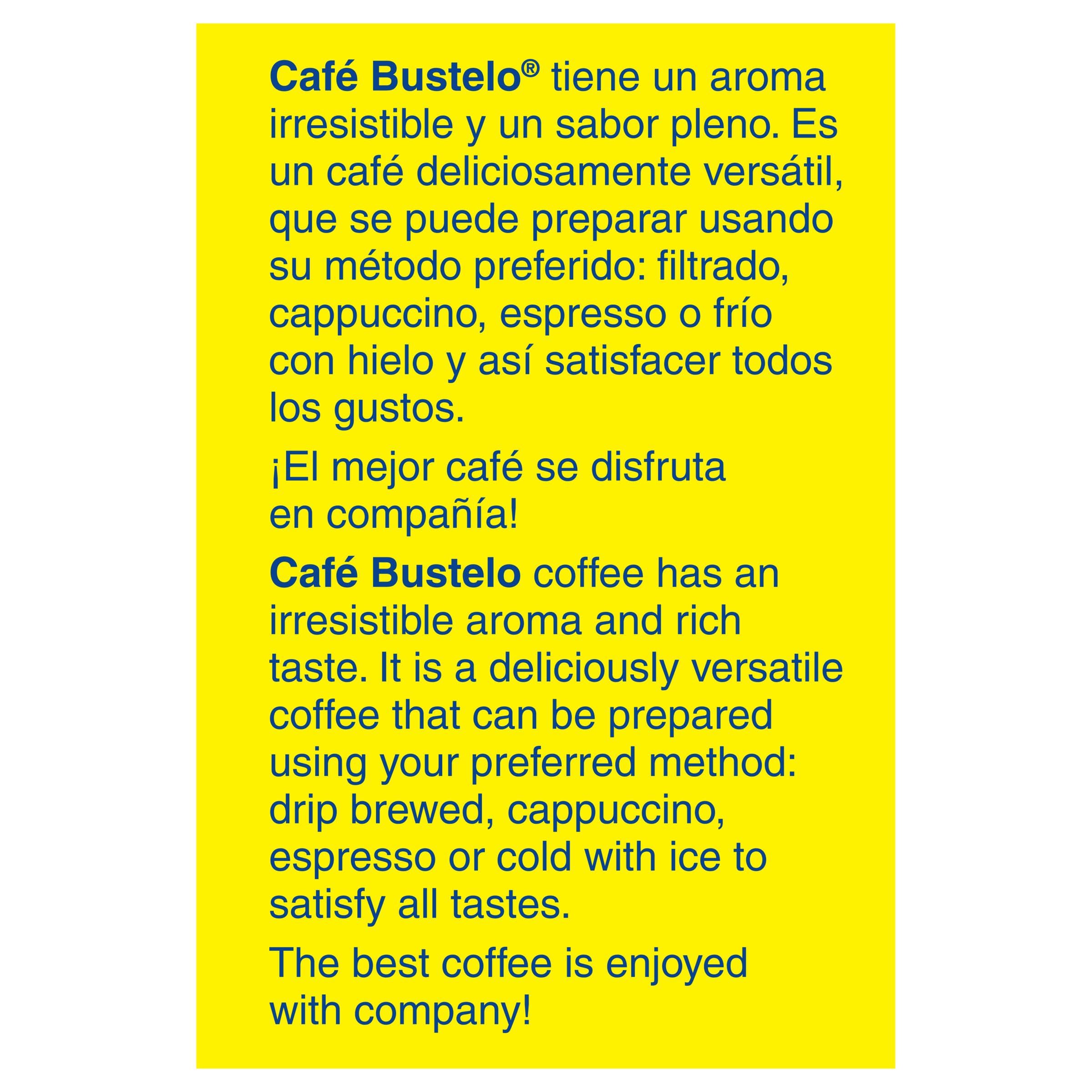 Cafe Bustelo aroma rising from a steaming cup of bold coffee.