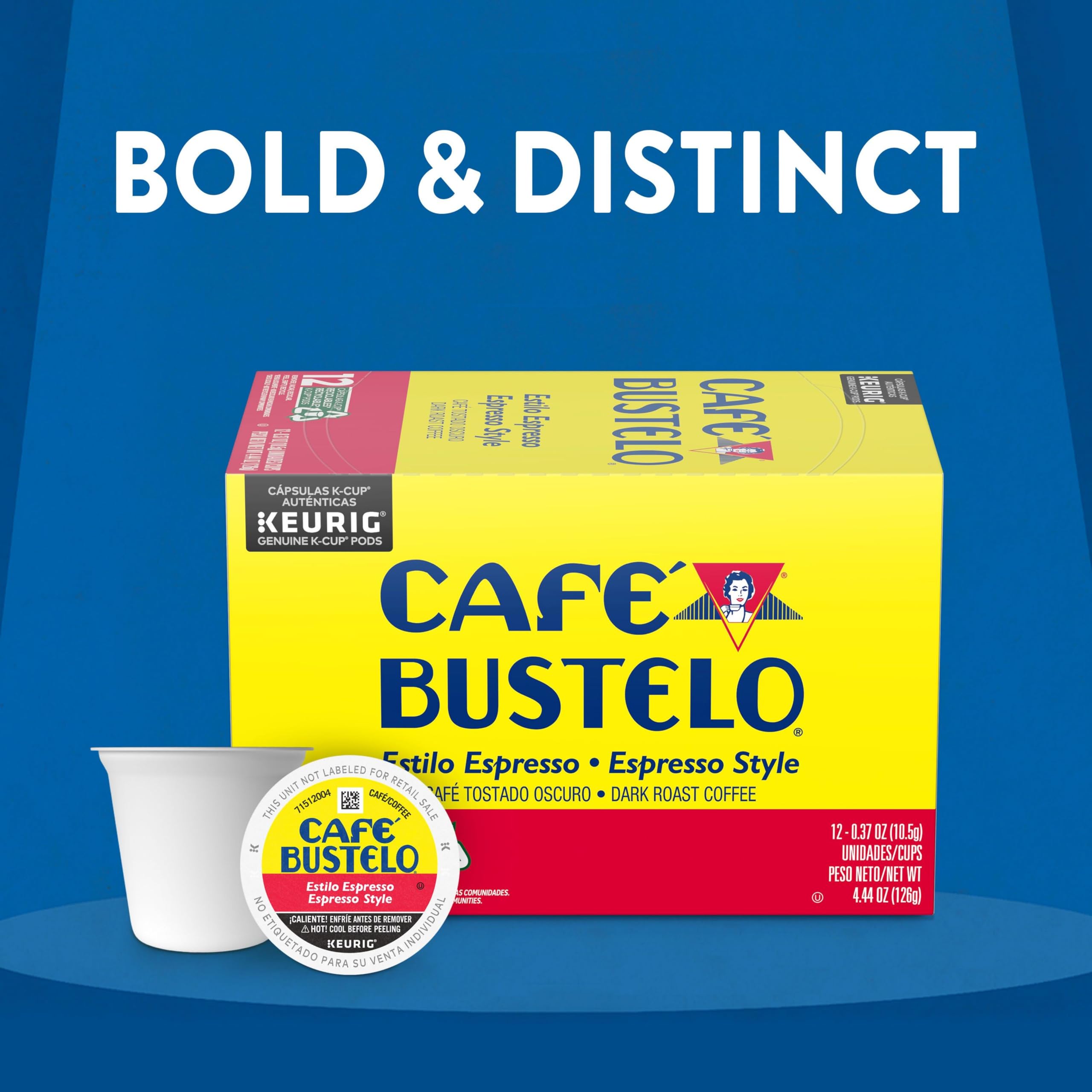 Cafe Bustelo coffee cup with milk, ideal for cortadito-style drinks.
