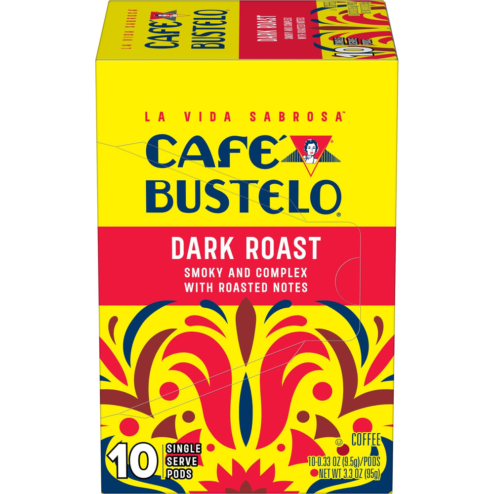 Hot cup of Cafe Bustelo dark roast with milk in cup