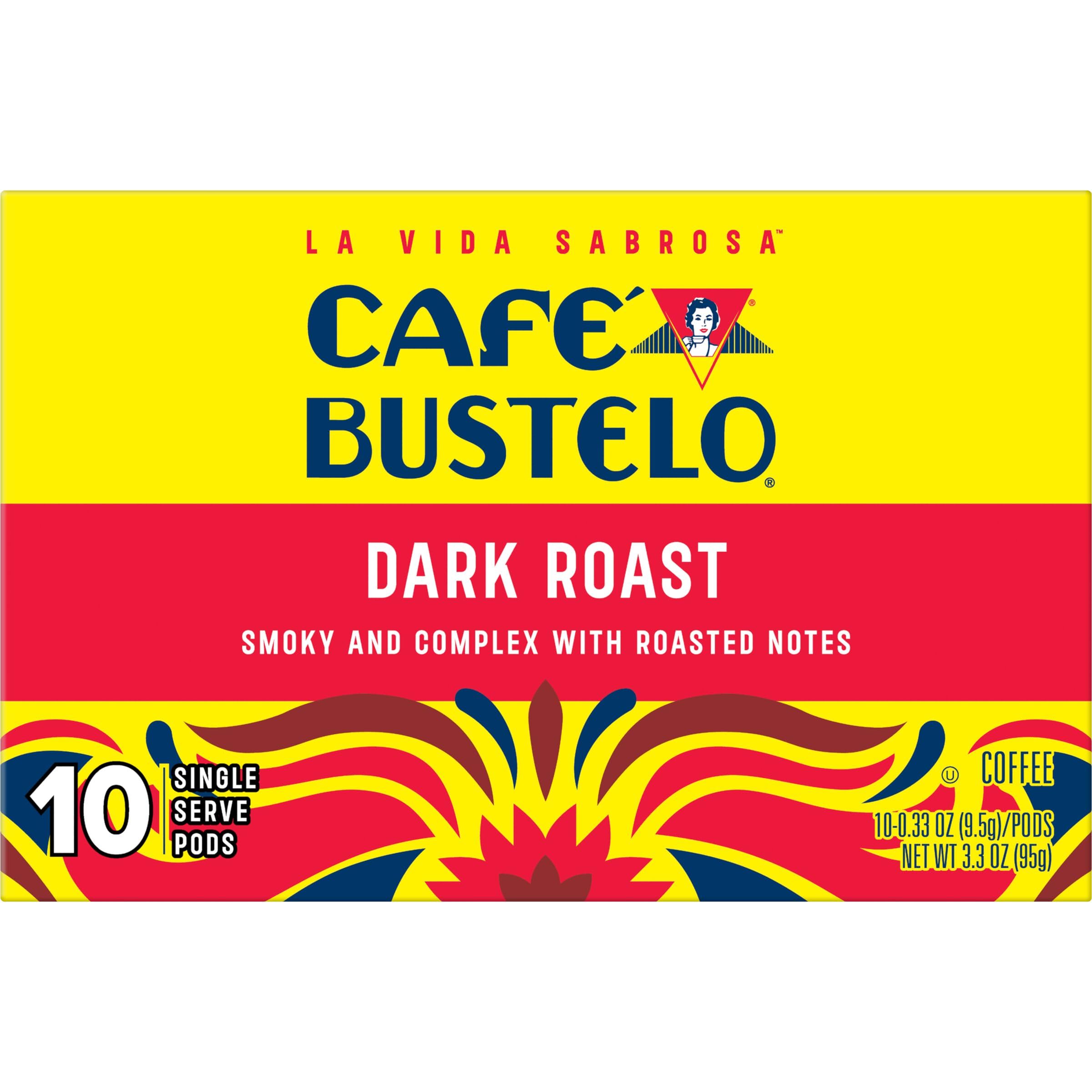 Pouring Cafe Bustelo coffee from a brewed cup into a mug