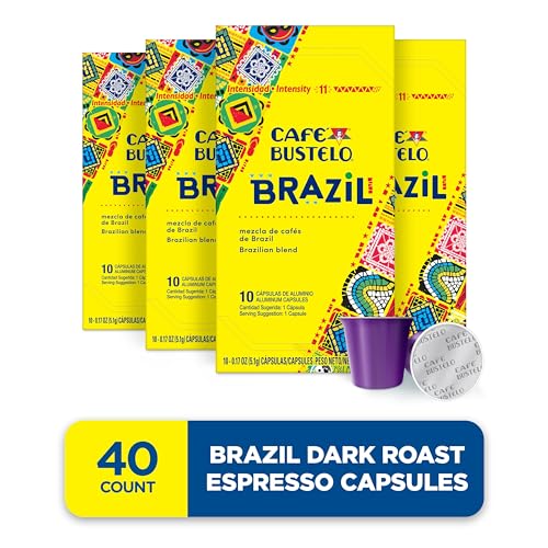 Cafe Bustelo espresso capsules close-up highlighting rich roasted aroma and convenience.