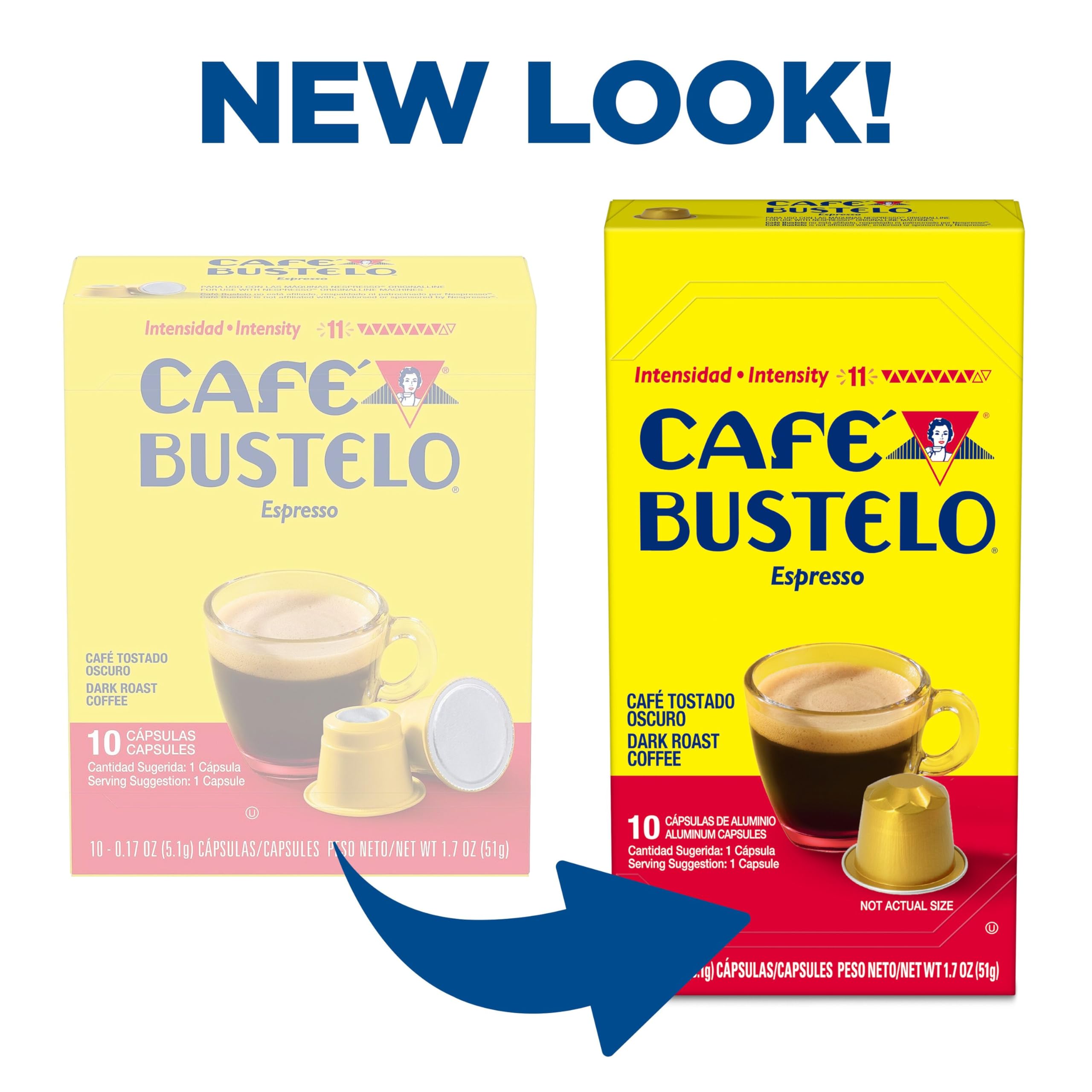 Closeup of Cafe Bustelo espresso capsules highlighting dark roast aroma