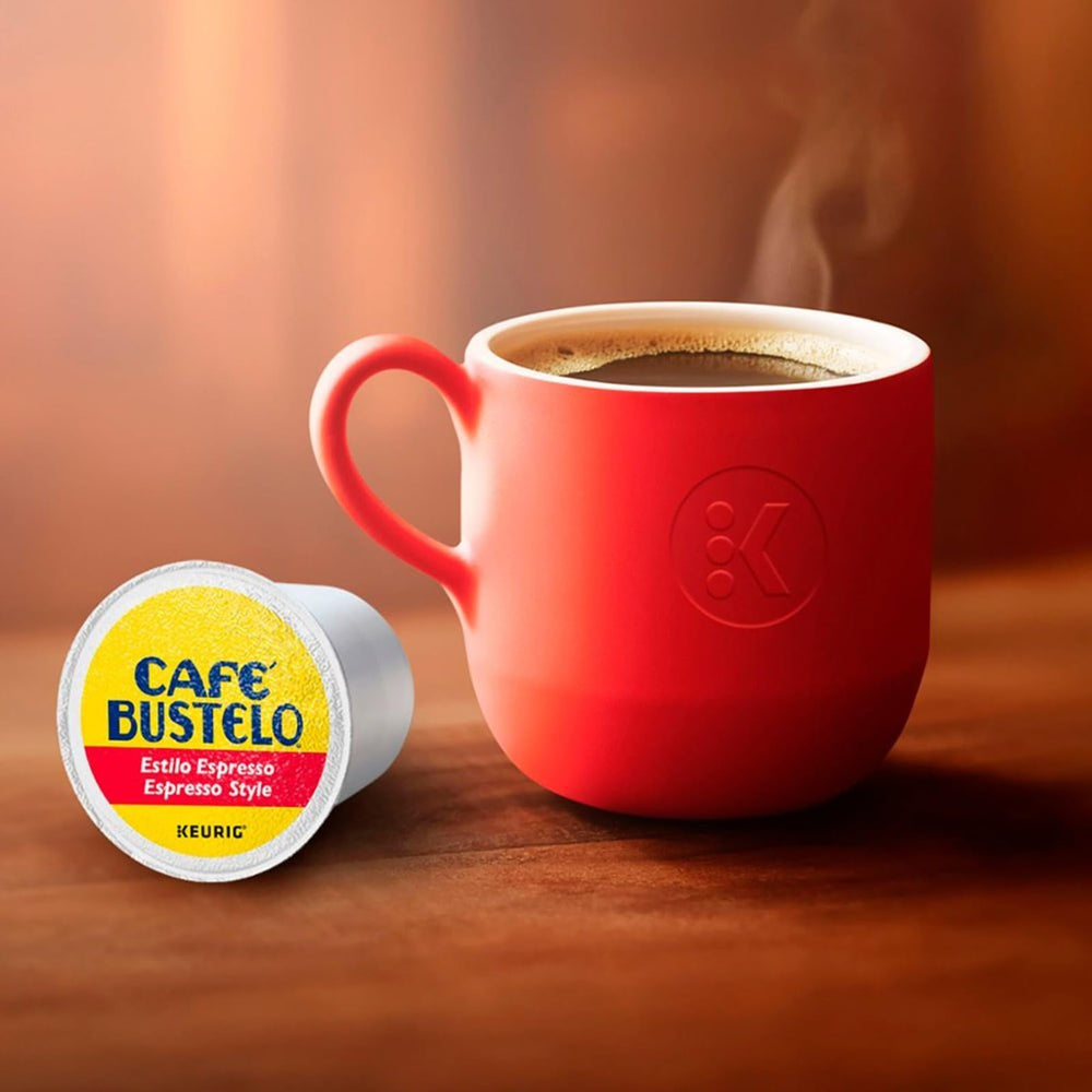 Cafe Bustelo Espresso Roast K-Cup packs sleeve for easy storage