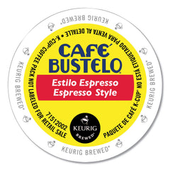 Cafe Bustelo Espresso Style K-Cup pack shot highlighting bold aroma and body.