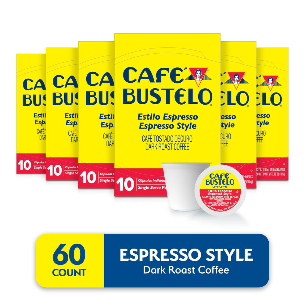 Close-up of Cafe Bustelo pod reveals rich dark roast aroma