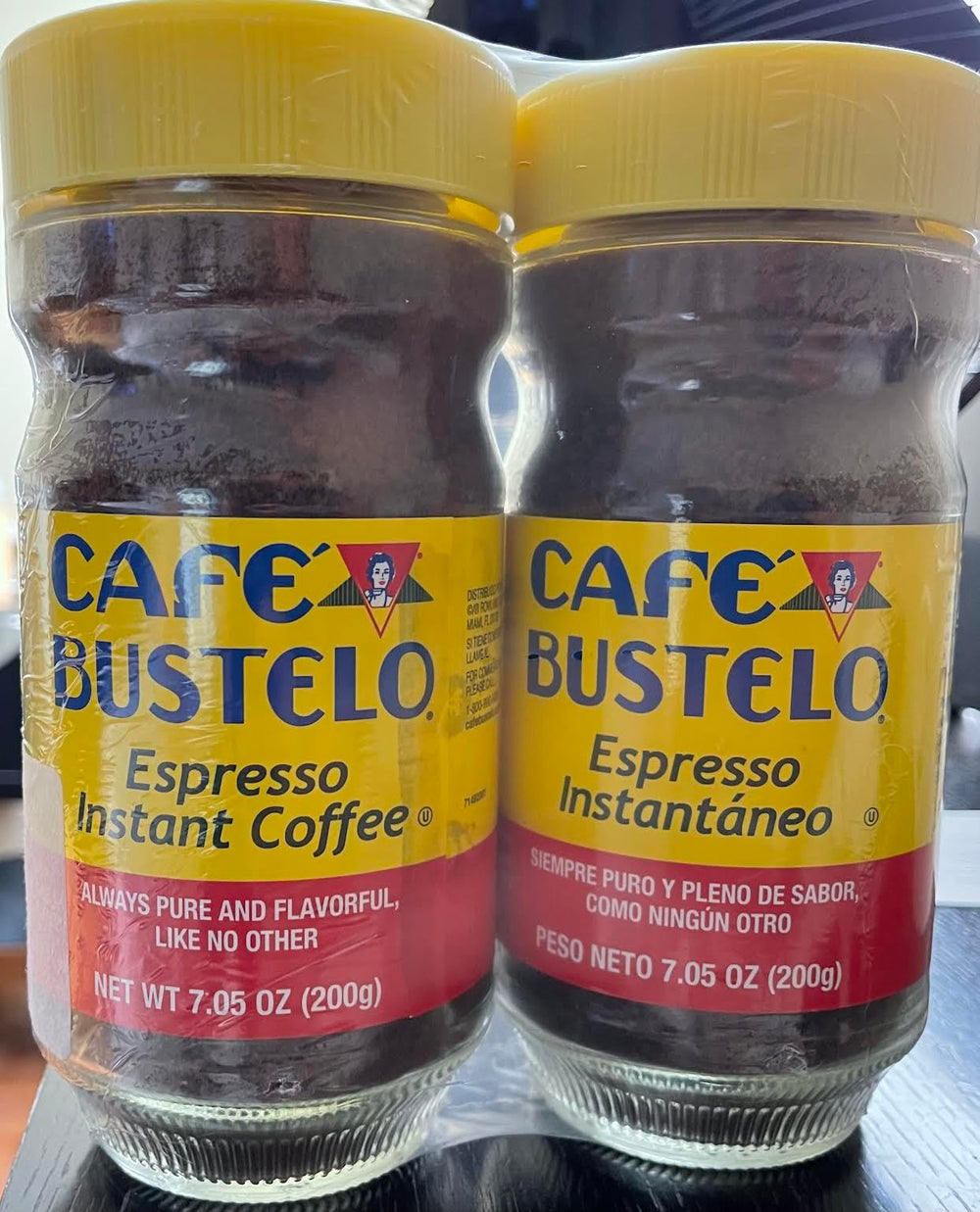 Cafe Bustelo instant coffee 2pk side view ideal for backup supply
