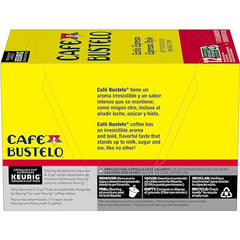 Cafe Bustelo Keurig brewing pod in a cup for fast morning coffee.