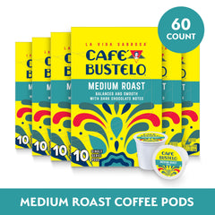 Closeup of Cafe Bustelo Medium Roast pod highlighting balanced flavor notes.