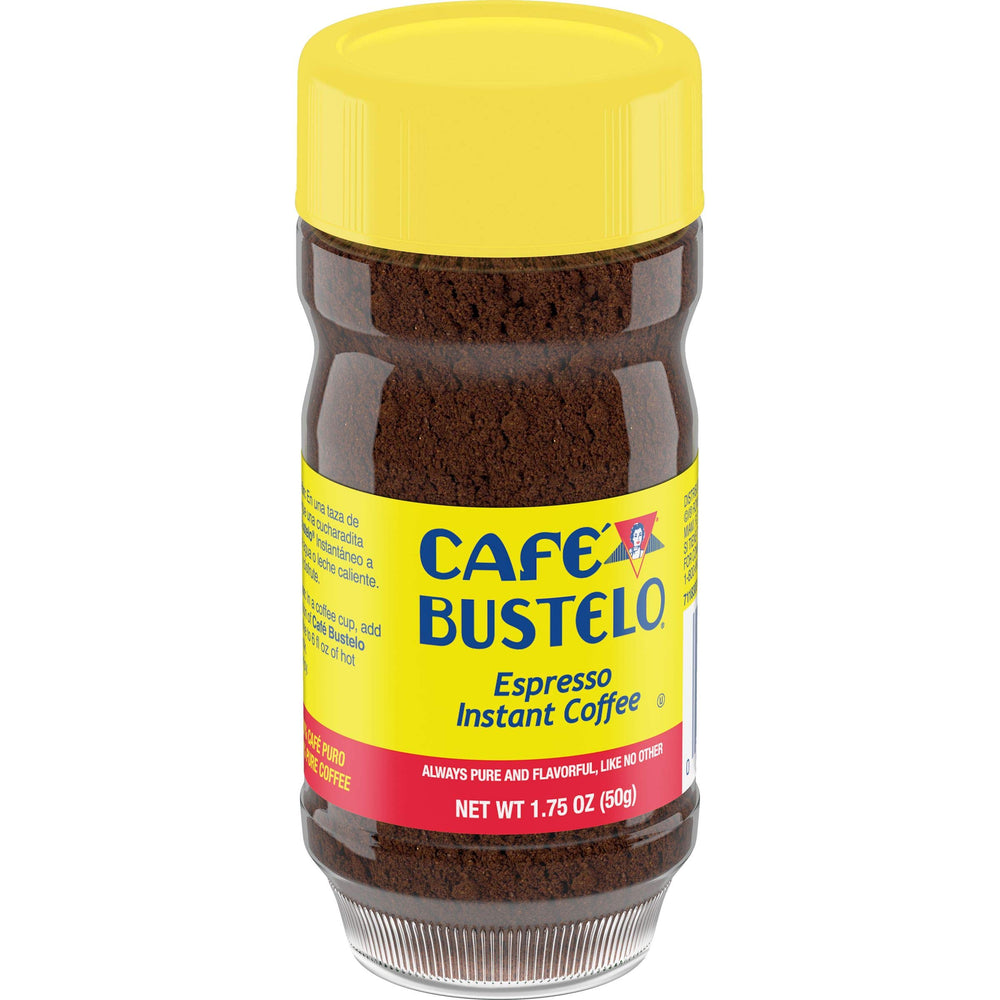 Pouring hot water into Café Bustelo cup for a quick, satisfying brew.